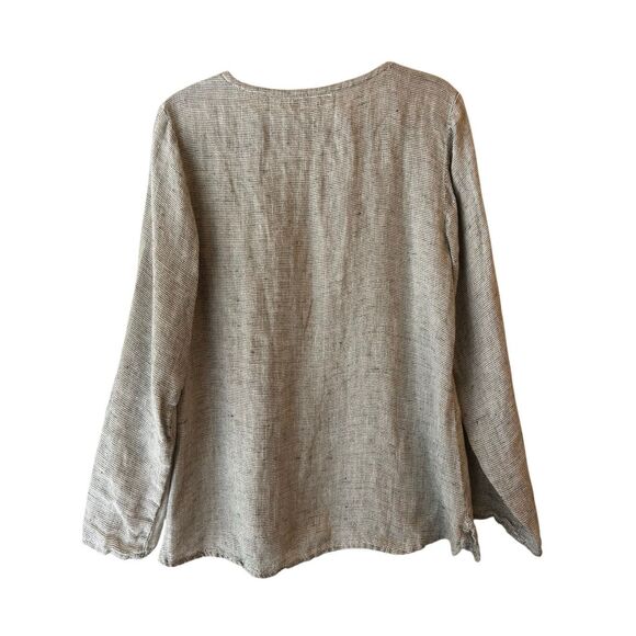 FLAX 100% Linen Blouse oversized S gray Lagenlook boho hippie minimalist quiet l - Picture 2 of 8